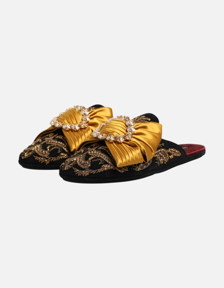 Embellished Leather Flat Sandals with Logo Details Women - Multicolor