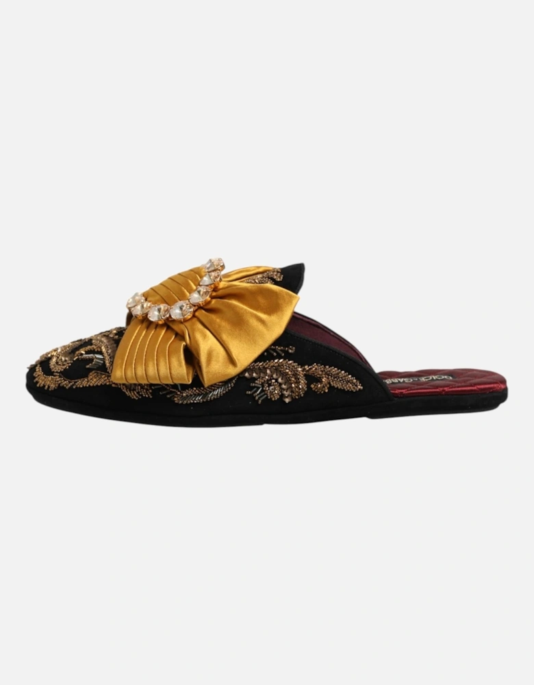 Embellished Leather Flat Sandals with Logo Details Women - Multicolor
