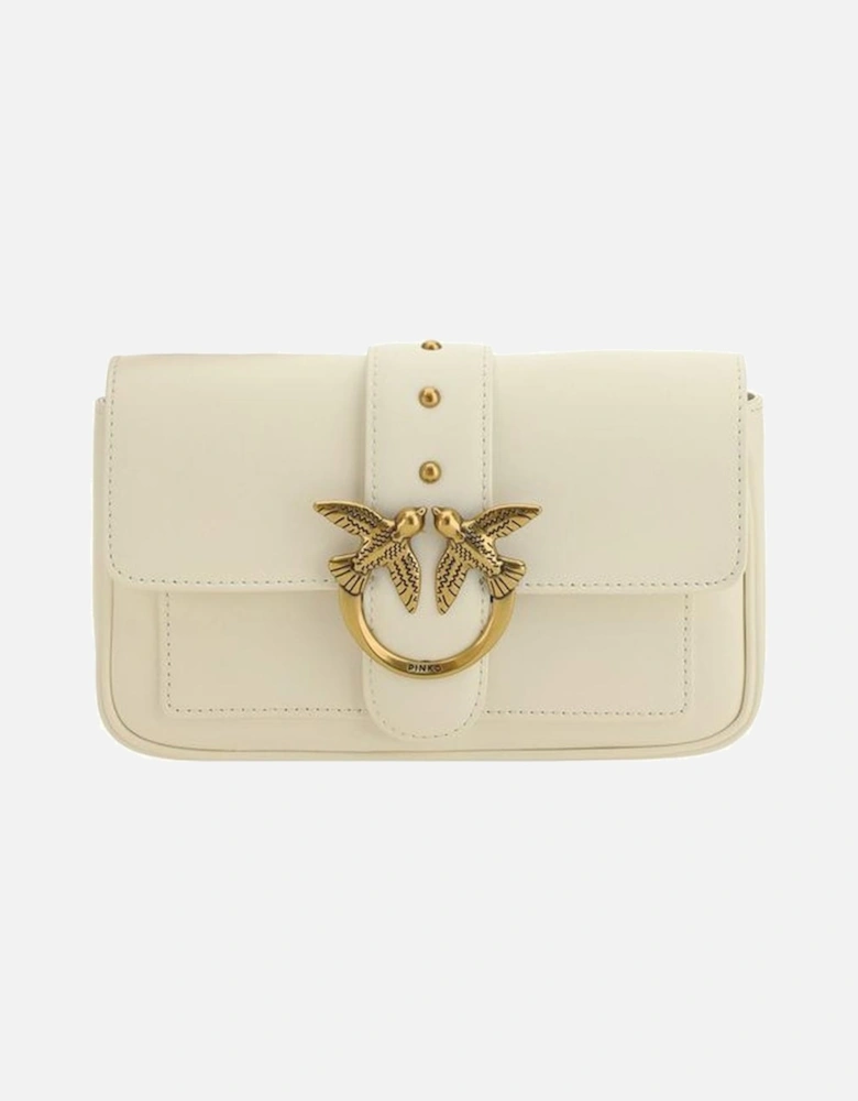 Calfskin Love One Shoulder Bag with Chain Strap Women - White