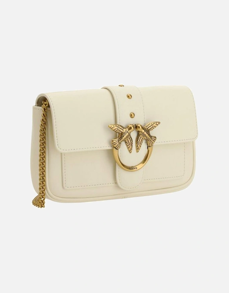 Calfskin Love One Shoulder Bag with Chain Strap Women - White