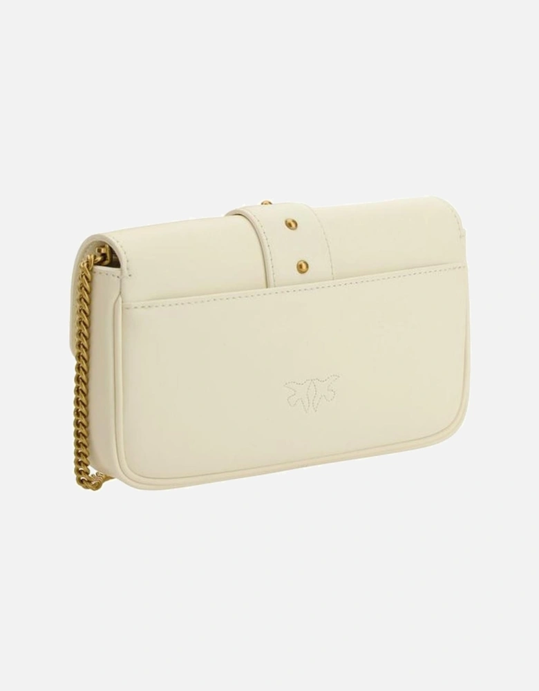 Calfskin Love One Shoulder Bag with Chain Strap Women - White