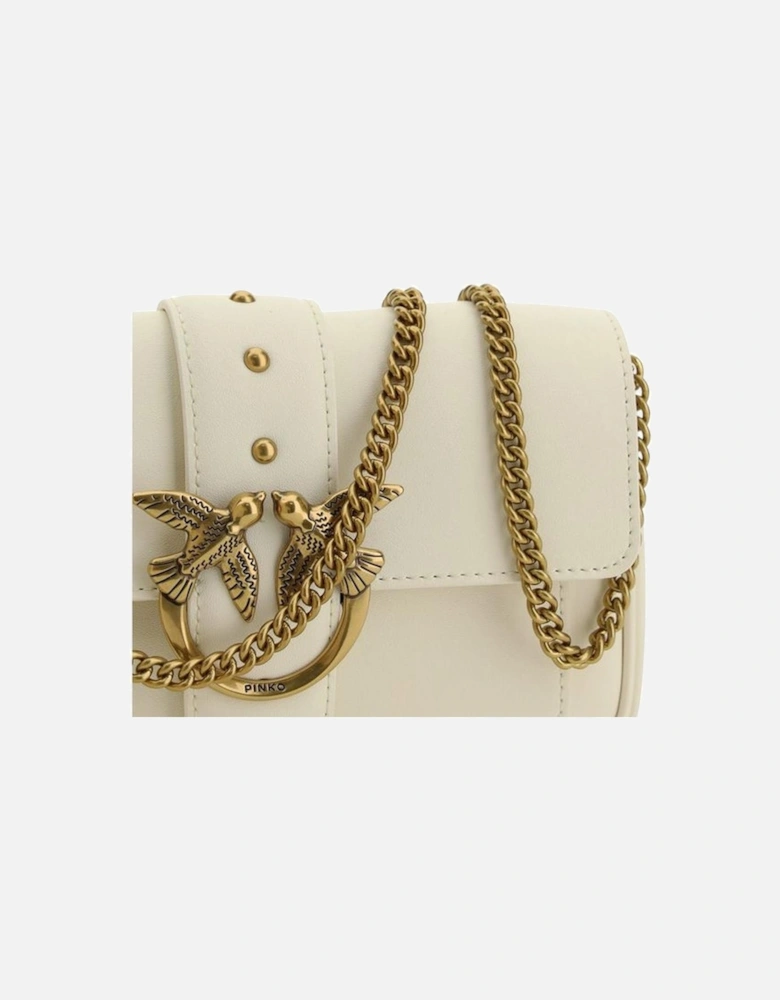 Calfskin Love One Shoulder Bag with Chain Strap Women - White
