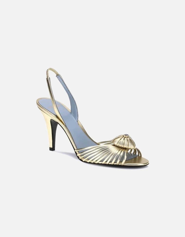 Royal Slingback Sandals with Leather Heart Detailing Women - Gold