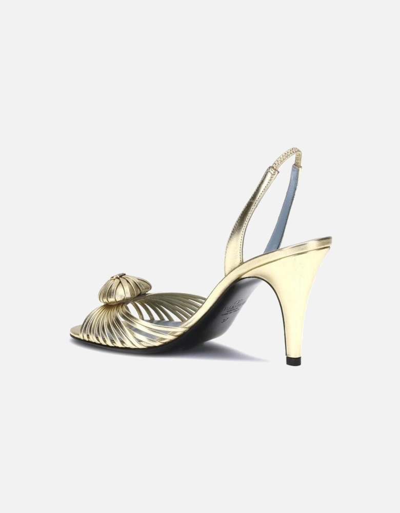 Royal Slingback Sandals with Leather Heart Detailing Women - Gold