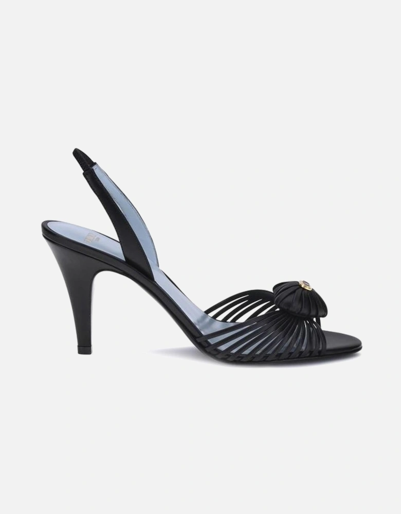 Royal Leather Slingback Sandals with VLogo Heart Women - Black