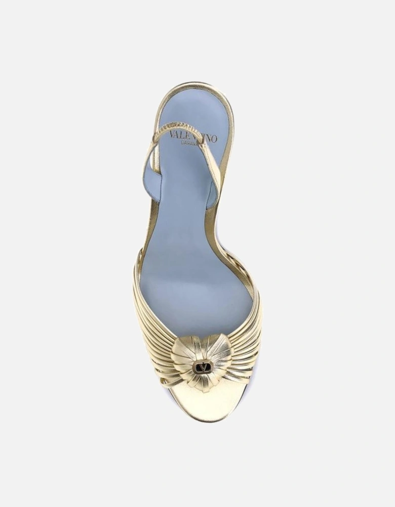 Royal Slingback Sandals with Leather Heart Detailing Women - Gold
