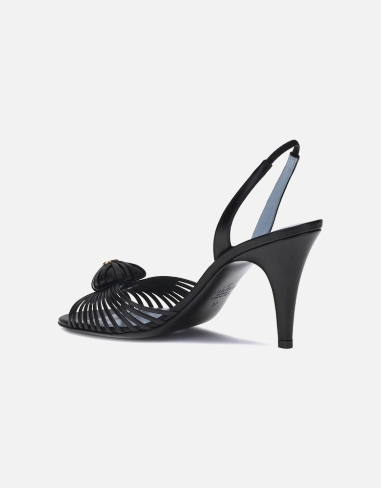 Royal Leather Slingback Sandals with VLogo Heart Women - Black