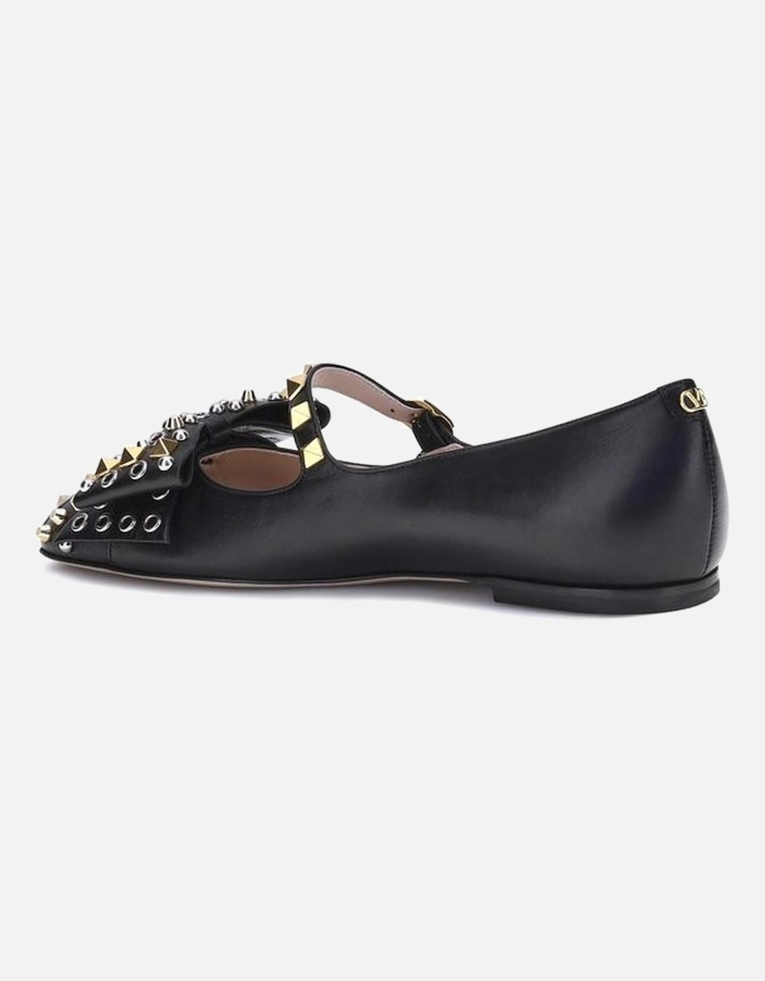 Mary-Jane Bow Ballerinas with Studded Details Women - Black Shoes