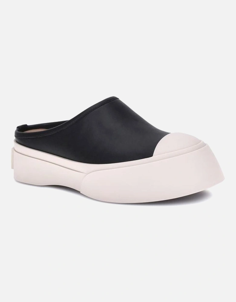Leather Platform Sole Sneakers Slippers Women - Black