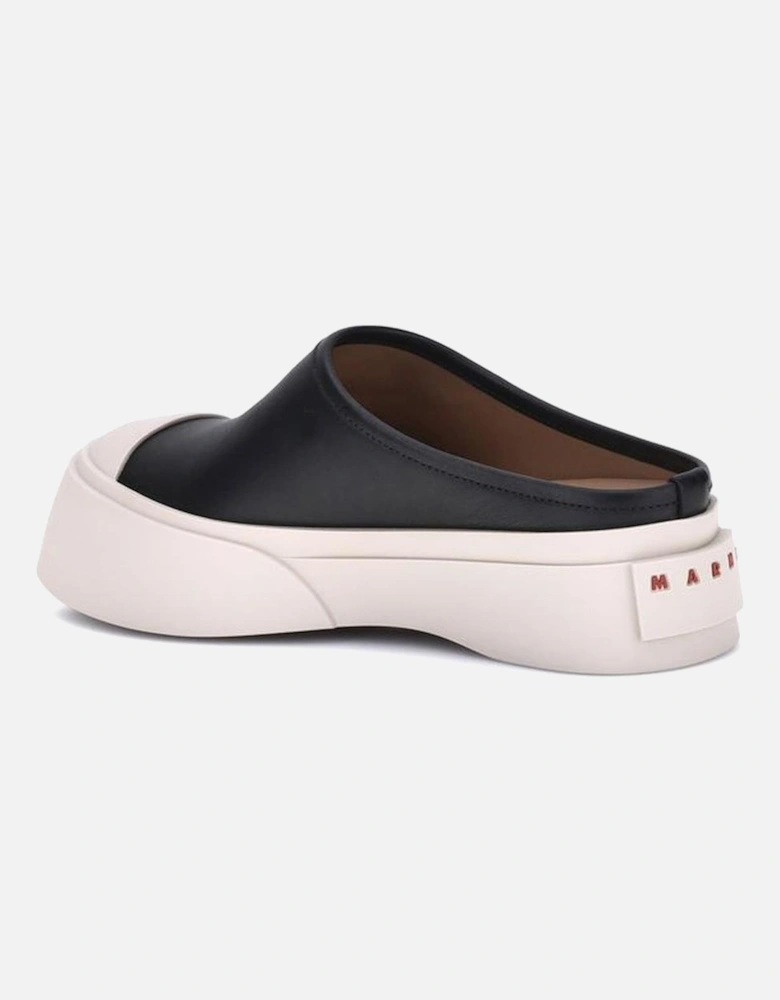 Leather Platform Sole Sneakers Slippers Women - Black