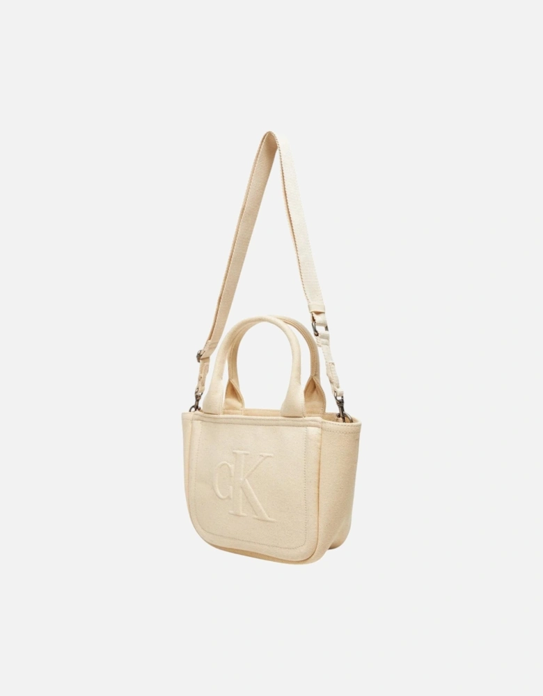 Cotton Zip-Closure Bag with Inside Pockets Women - Beige