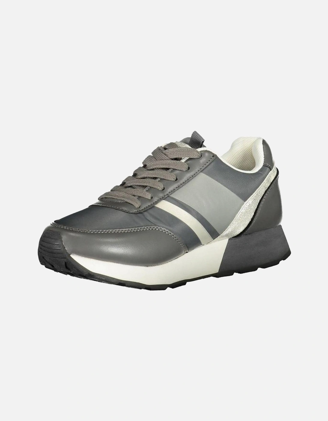 Laced Sports Shoe with Contrasting Details and Logo Women - Gray
