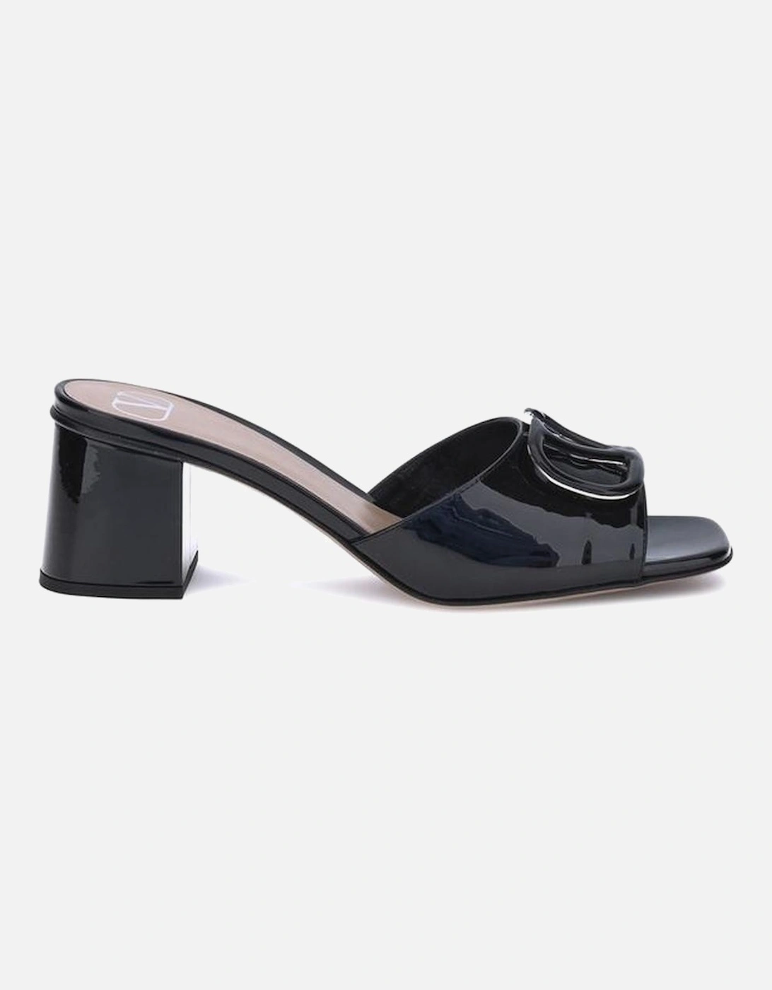 Patent Leather Slide Sandals with Signature VLogo Women - Black, 5 of 4
