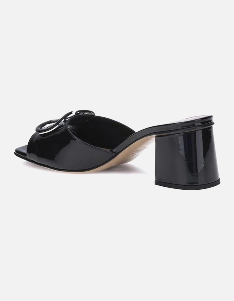 Patent Leather Slide Sandals with Signature VLogo Women - Black