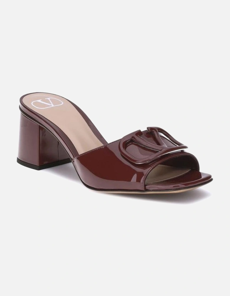 Patent Leather Slide Sandals with VLogo Women - Bordeaux