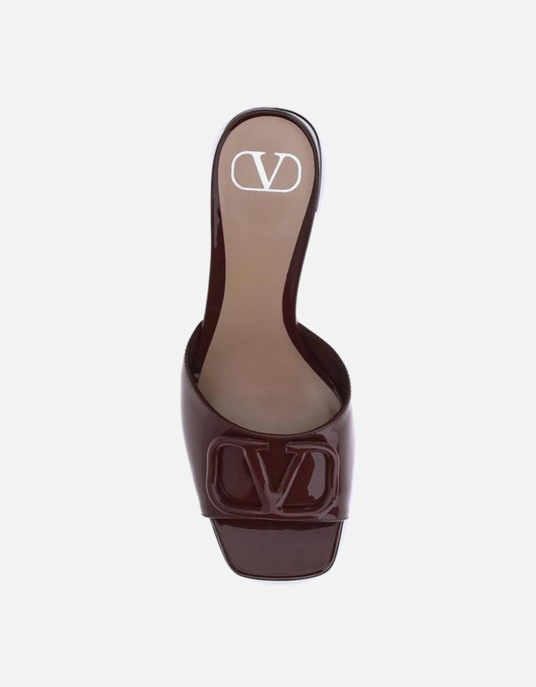 Patent Leather Slide Sandals with VLogo Women - Bordeaux