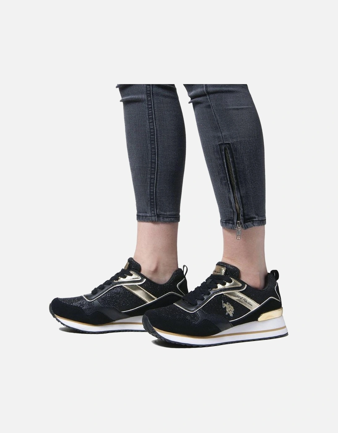 Lace-Up Sports Shoes with Contrasting Details Women - Black Sneakers