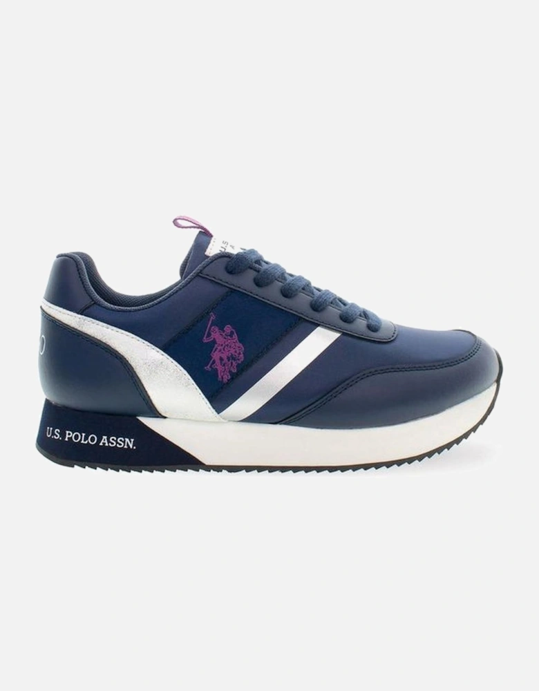 Contrasting Detail Sports Shoes with Logo Women - Blue Sneakers