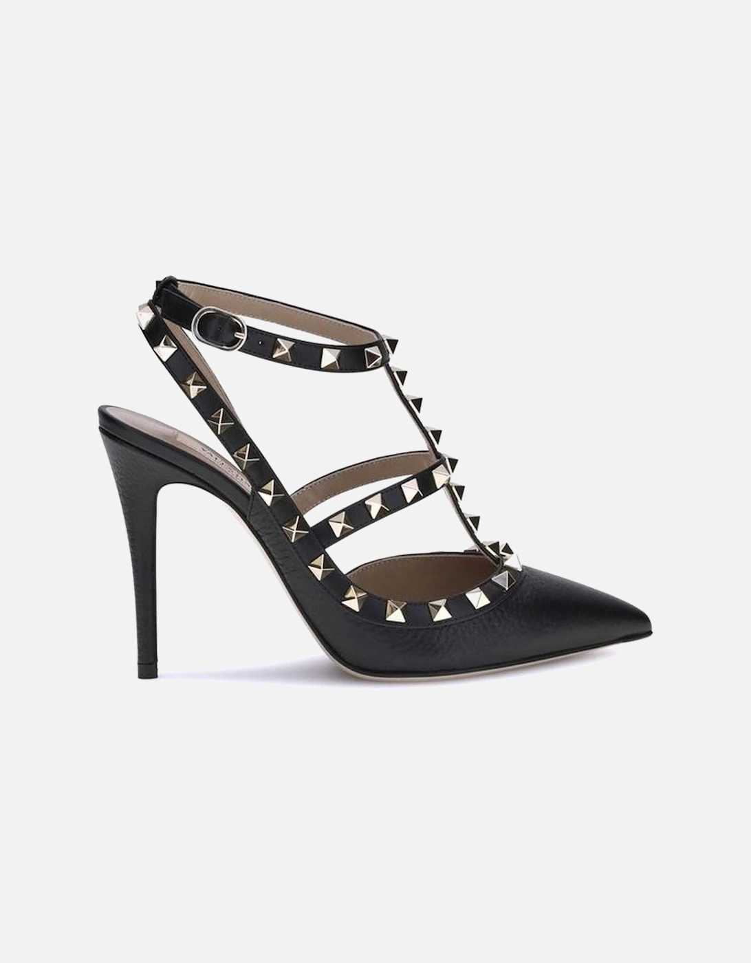 Rockstud Leather Pumps with Adjustable Ankle Strap Women - Black, 4 of 3