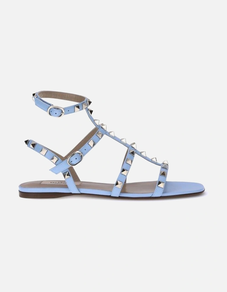 Leather Rockstud Sandals with Adjustable Ankle Strap Women - Light
