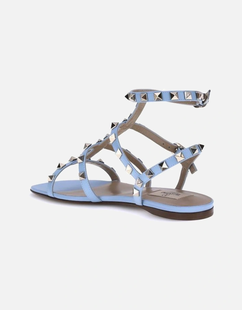 Leather Rockstud Sandals with Adjustable Ankle Strap Women - Light