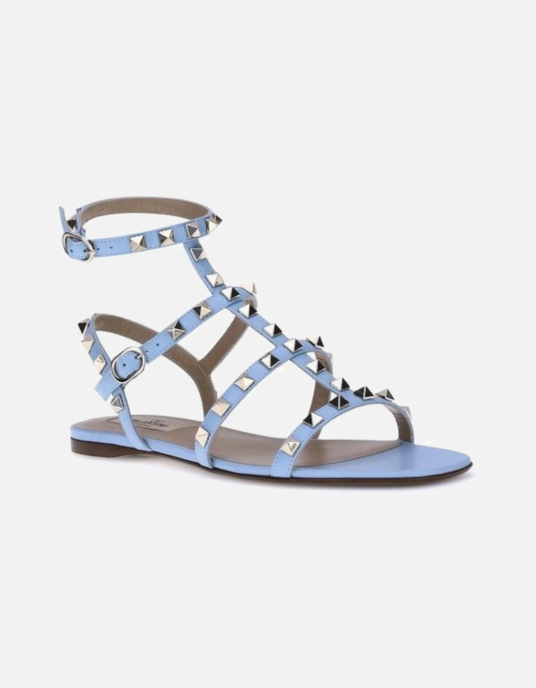 Leather Rockstud Sandals with Adjustable Ankle Strap Women - Light