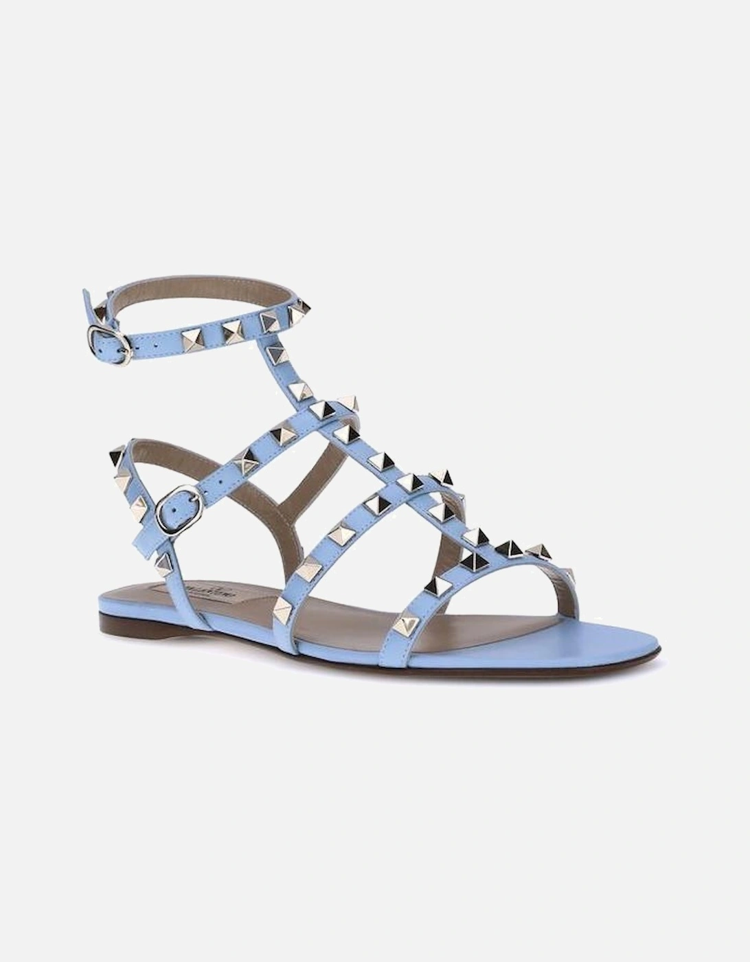 Leather Rockstud Sandals with Adjustable Ankle Strap Women - Light