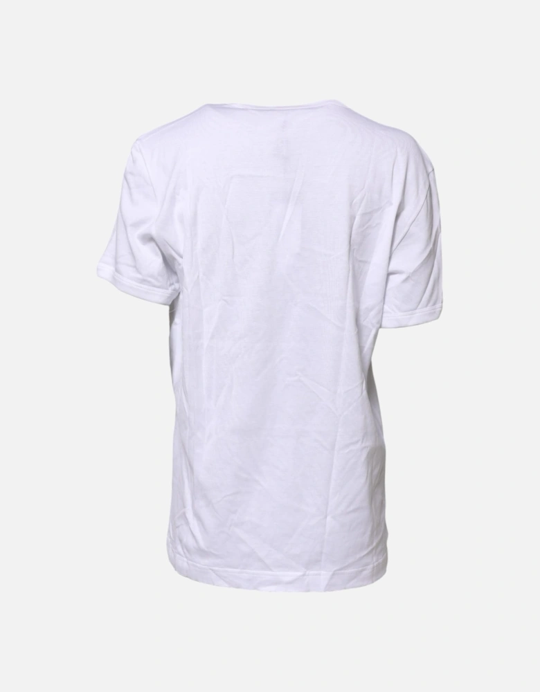 Cotton Crew Neck T-Shirt with Logo Details Women - White
