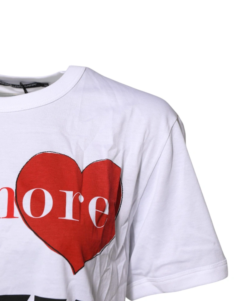 Cotton Crew Neck T-Shirt with Logo Details Women - White