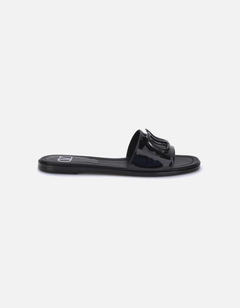 Patent Leather VLogo Slide Sandals Women - Black