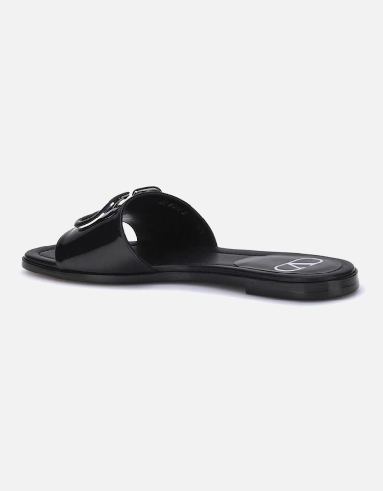 Patent Leather VLogo Slide Sandals Women - Black