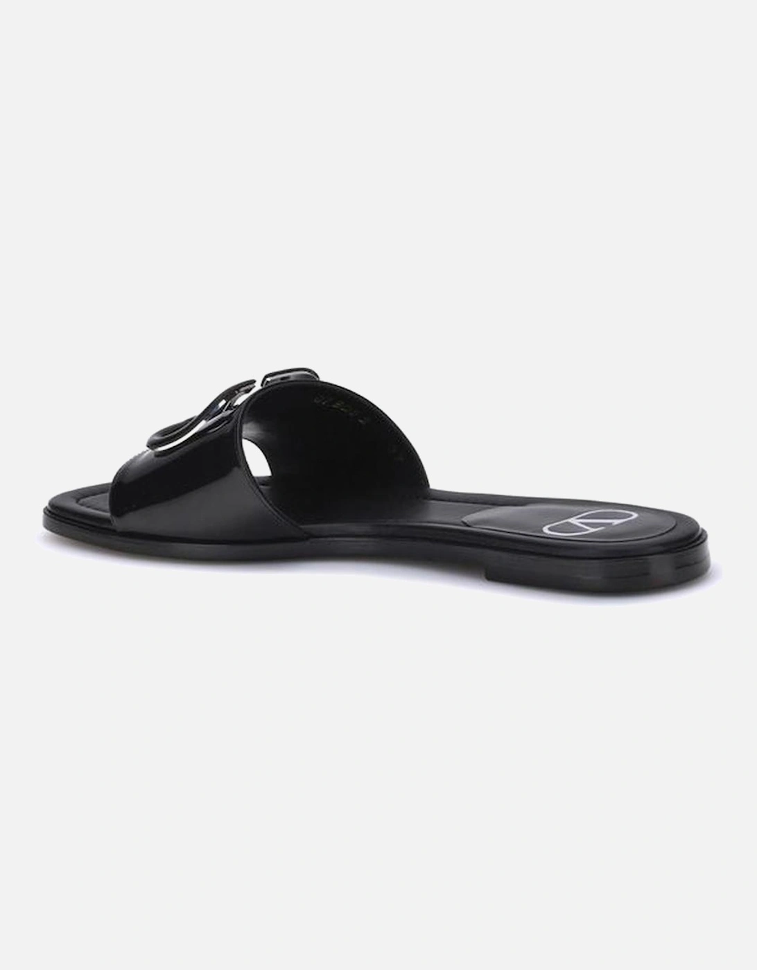 Patent Leather VLogo Slide Sandals Women - Black