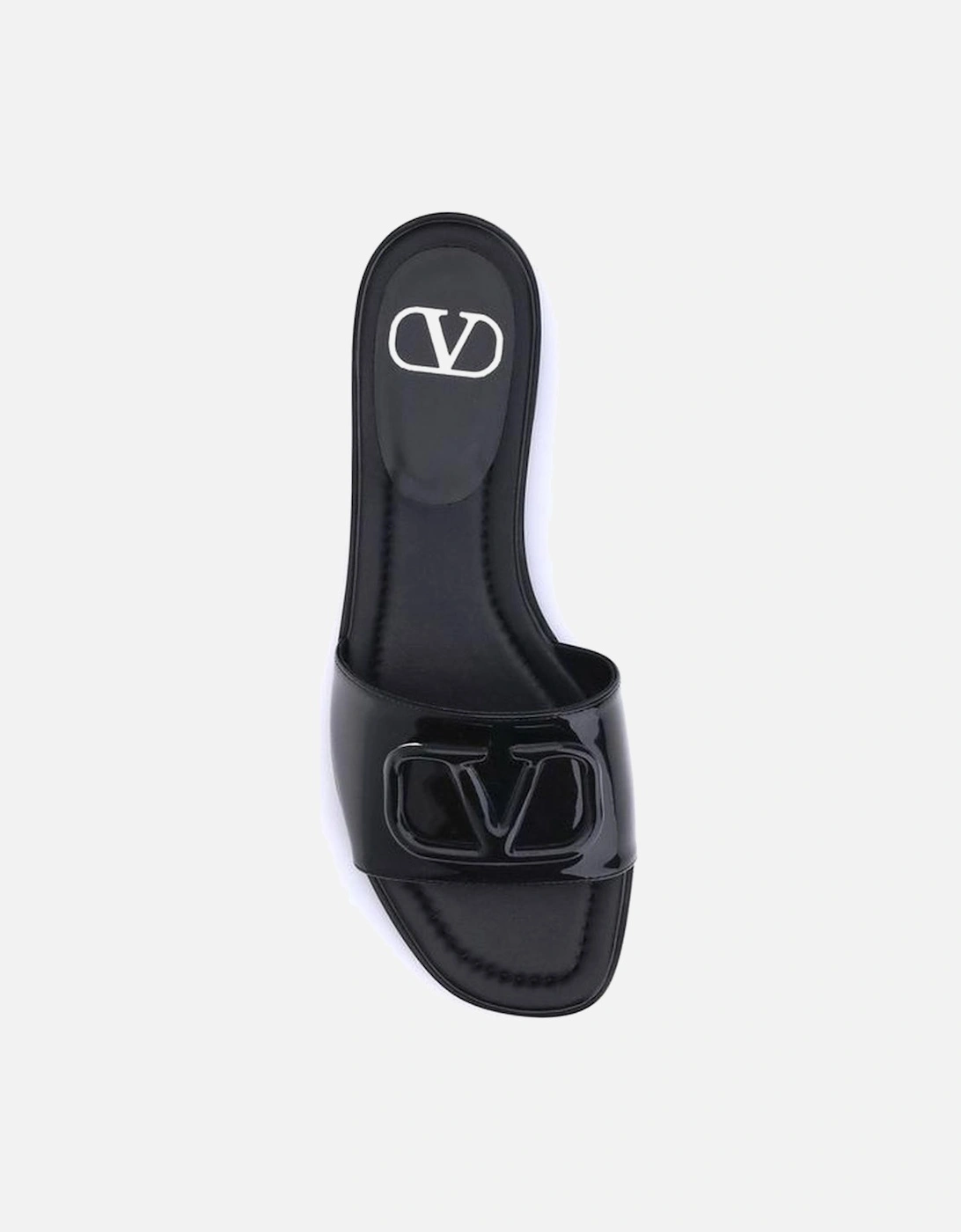 Patent Leather VLogo Slide Sandals Women - Black