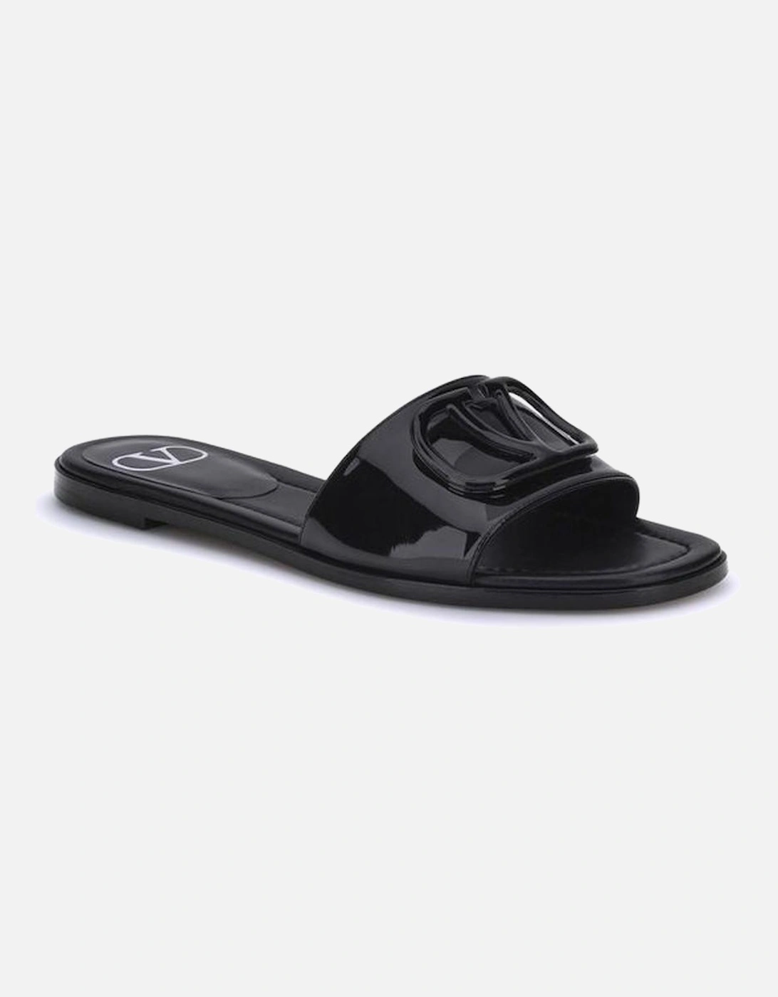 Patent Leather VLogo Slide Sandals Women - Black