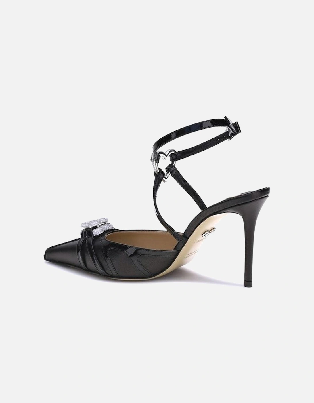 Double Heart Rhinestone Stiletto Pumps Women - Black