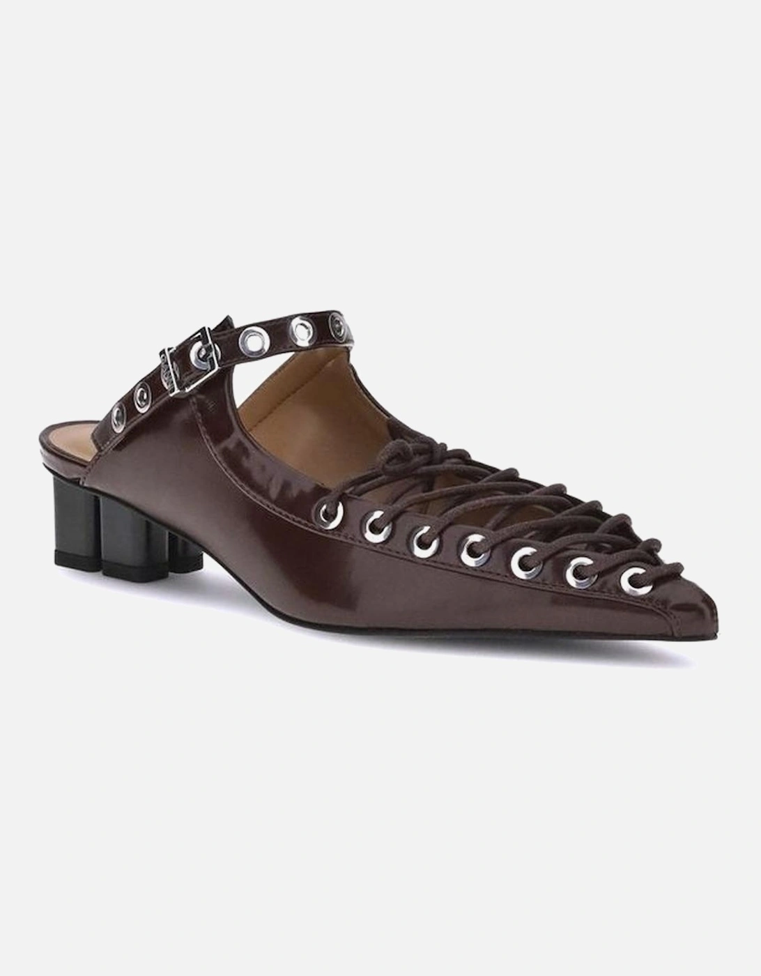 Oleatex Crinkled Fabric Laced Mules Women - Brown Sandals