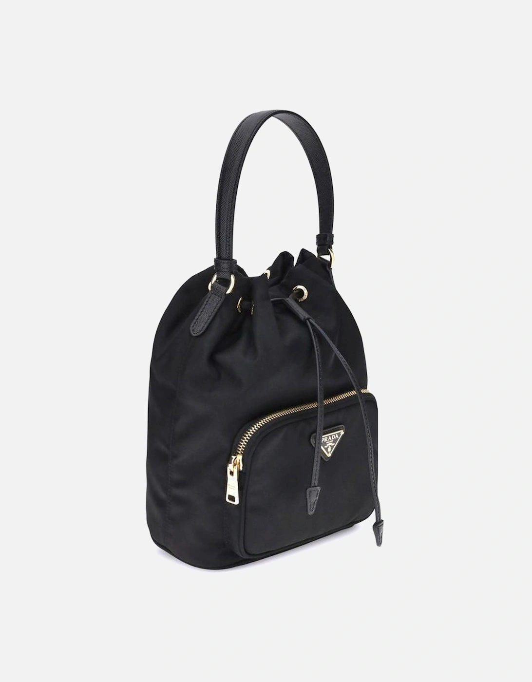 Re-Nylon Bucket Bag with Leather Handle Women - Black