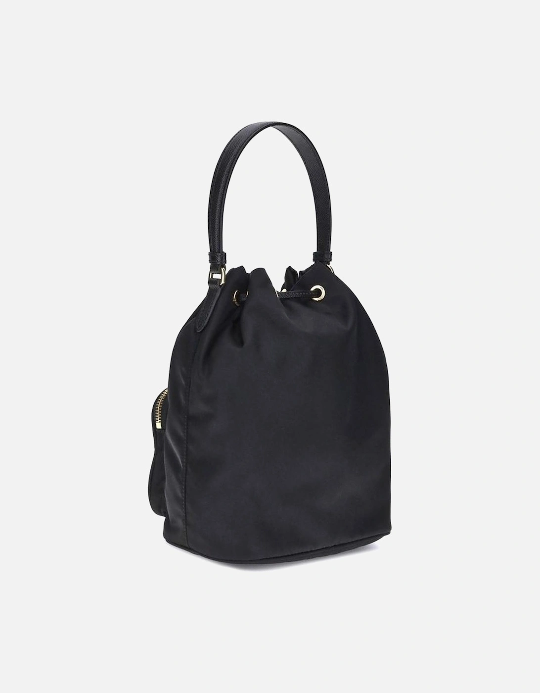 Re-Nylon Bucket Bag with Leather Handle Women - Black