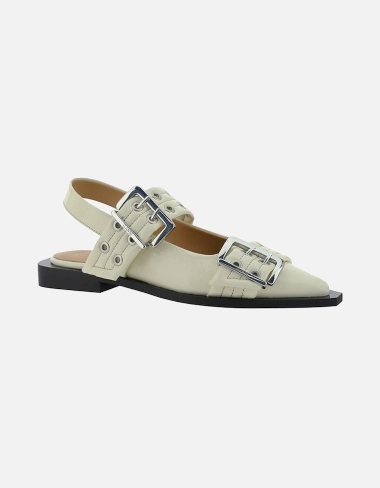 Calfskin Double Band Adjustable Pumps Women - White Shoes