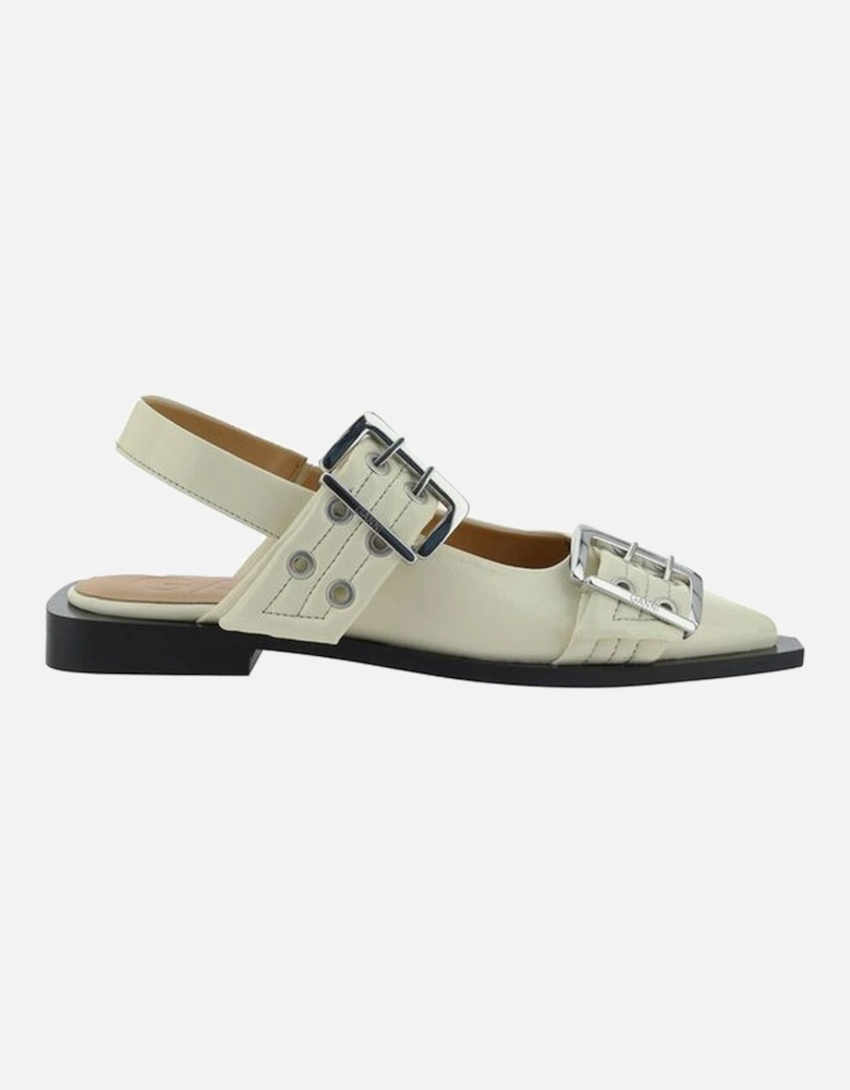 Calfskin Double Band Adjustable Pumps Women - White Shoes