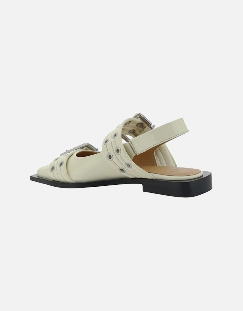 Calfskin Double Band Adjustable Pumps Women - White Shoes