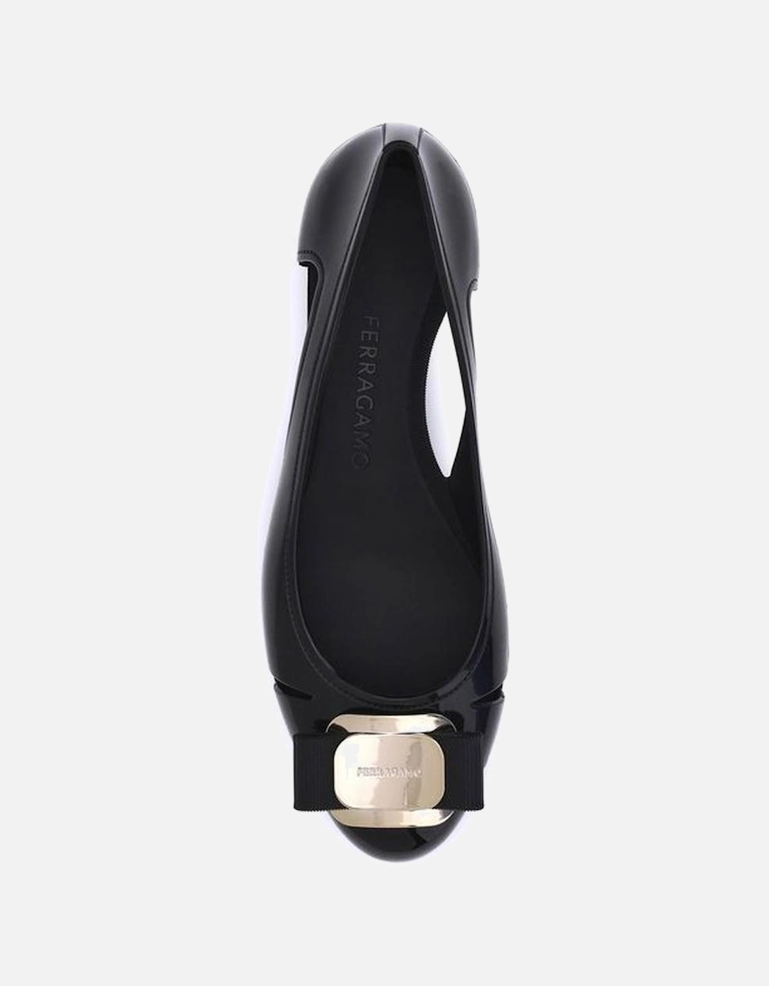 Rubber Ballerina with Metallic Logo Bow Women - Black Shoes