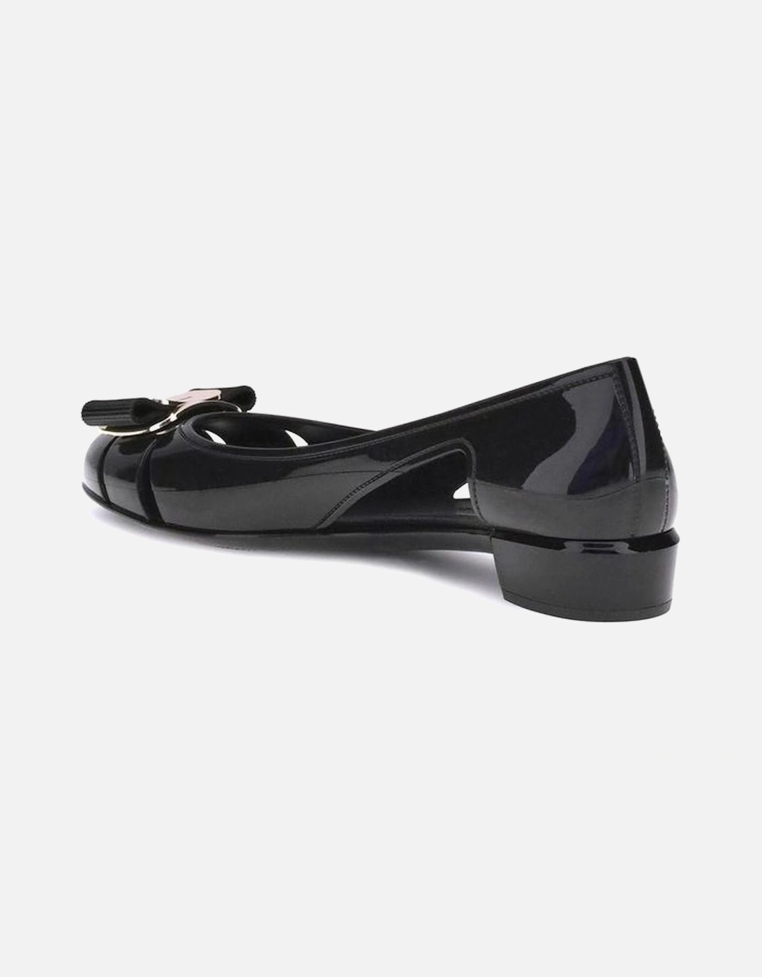 Rubber Ballerina with Metallic Logo Bow Women - Black Shoes