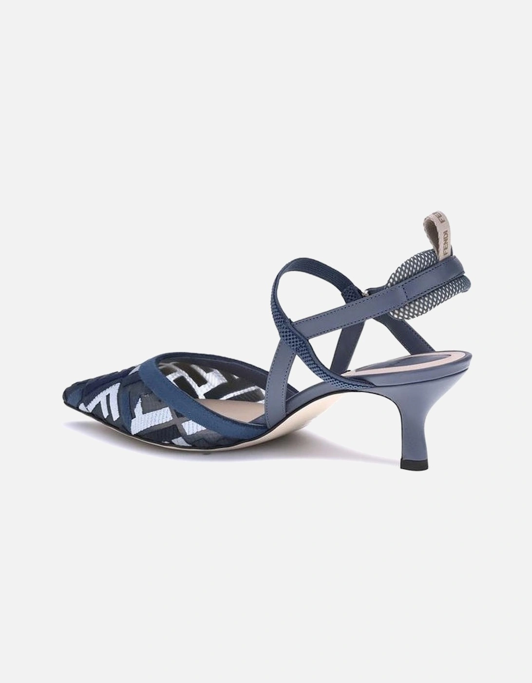 Mesh Slingback Pumps with FF Embroidery Women - Blue