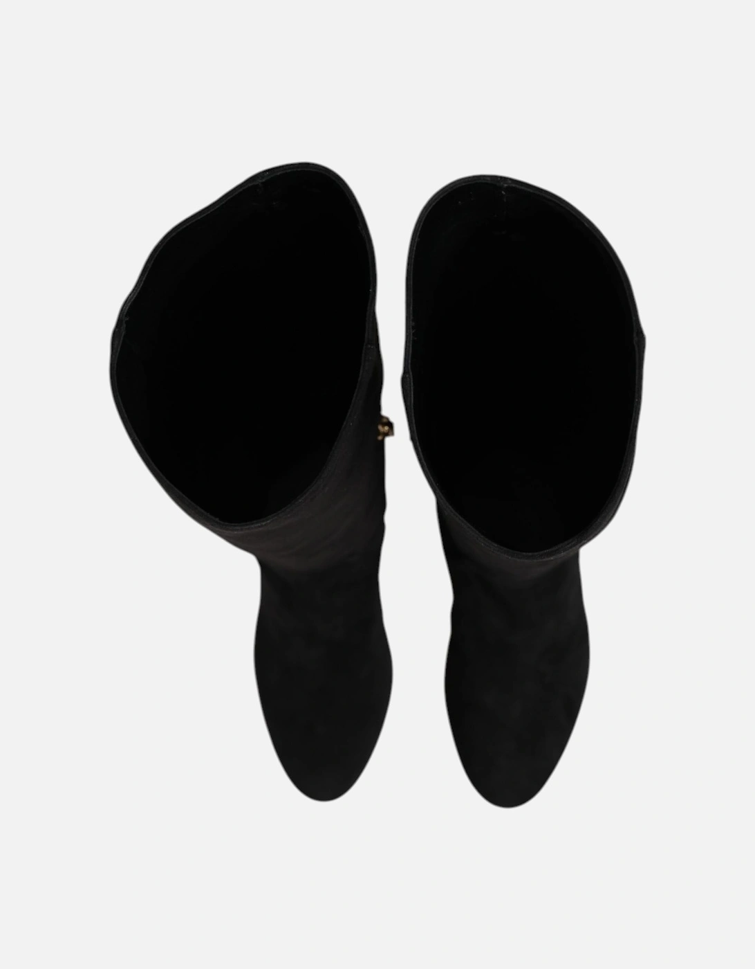 Suede Knee High Leather Boots with Zipper Closure Women - Black