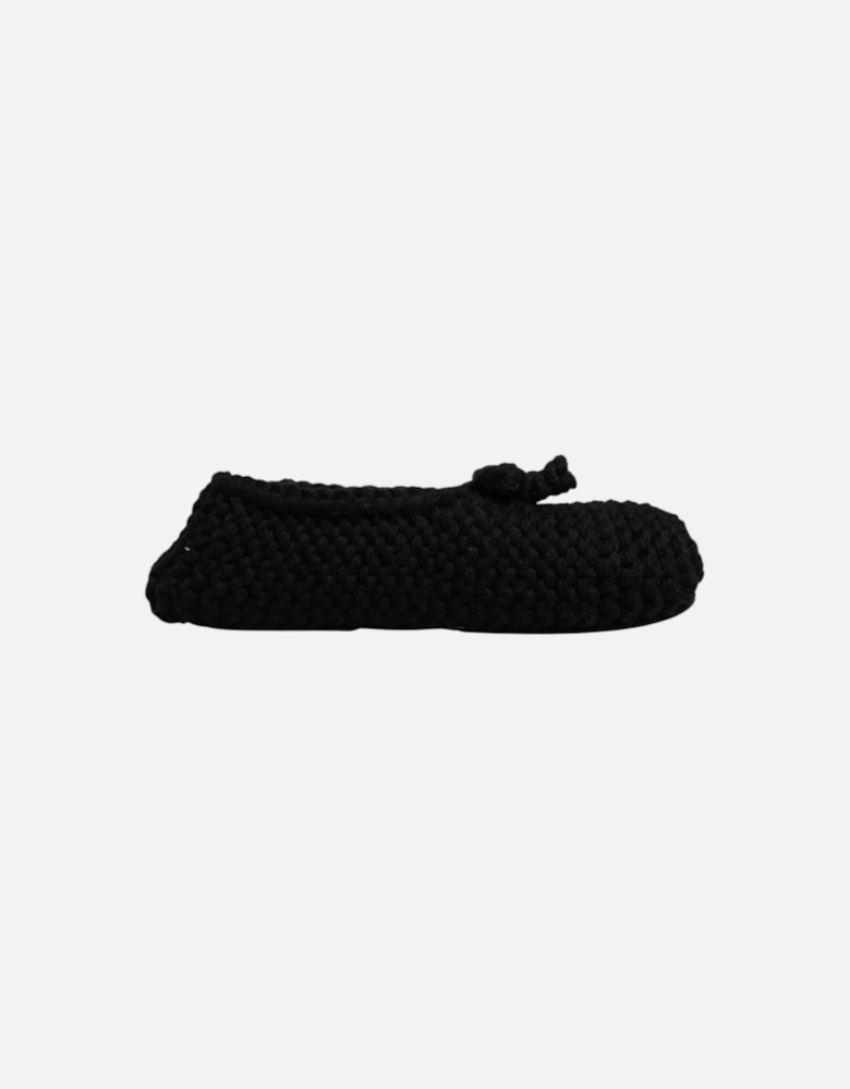 Wool Ballerina Flats with Leather Sole Women - Black Flat Shoes