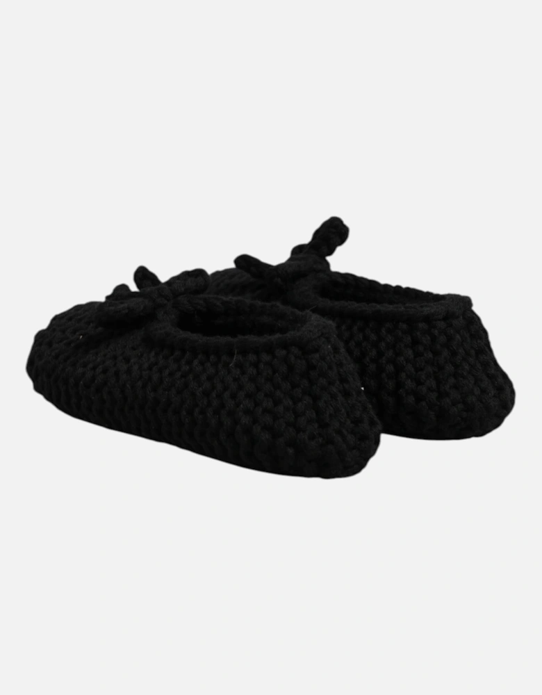 Wool Ballerina Flats with Leather Sole Women - Black Flat Shoes