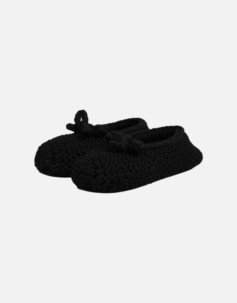 Wool Ballerina Flats with Leather Sole Women - Black Flat Shoes