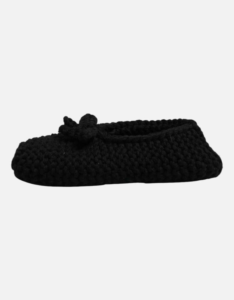 Wool Ballerina Flats with Leather Sole Women - Black Flat Shoes