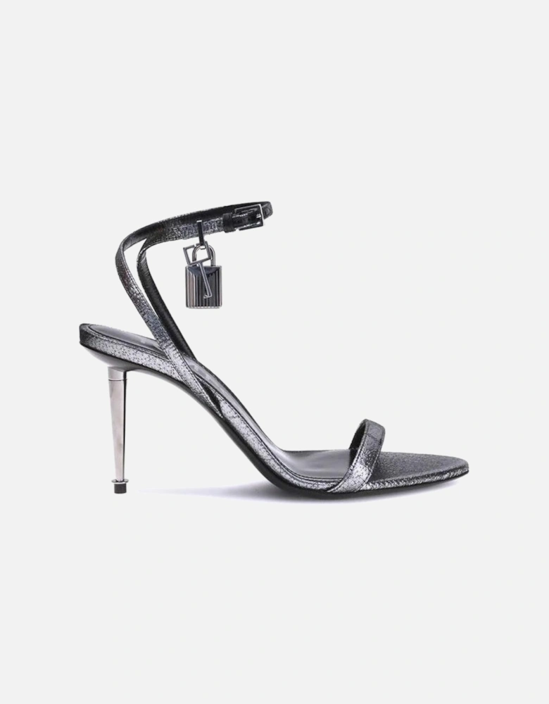 Padlock Stiletto Heel Pointed Toe Sandals Women - Silver